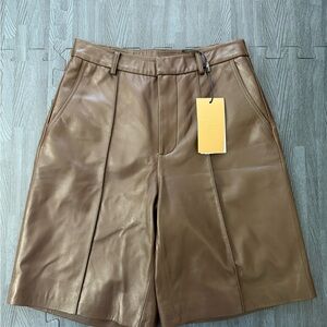 Nuozhi Women’s brown leather shorts
